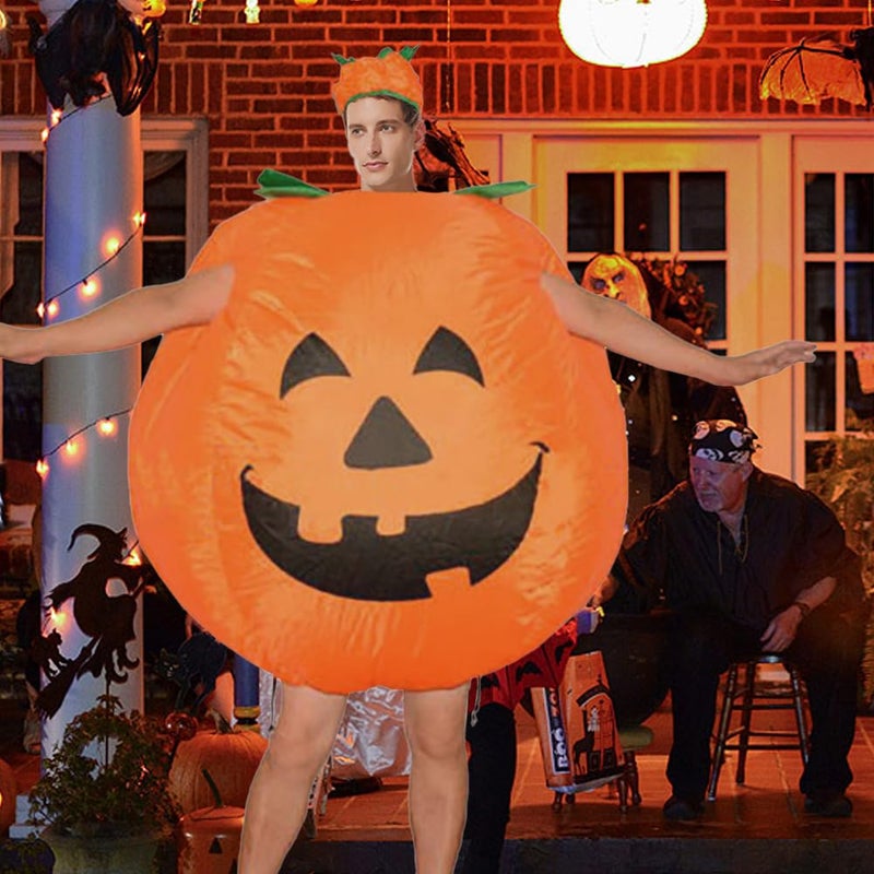 Qshine Adult Inflatable Halloween Pumpkin Costume Bodysuit Blow Up Party Fancy Dress Funny Suit for Men Women 150-200 CM - Image 3
